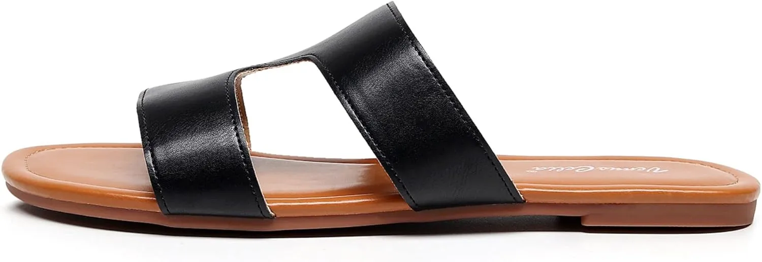 VenusCelia Women's H Band Wide Flat Sandal