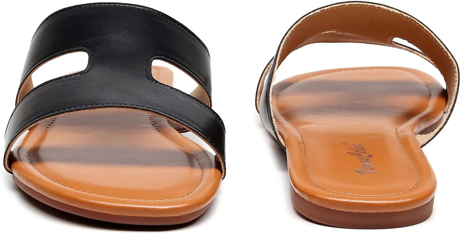 VenusCelia Women's H Band Wide Flat Sandal