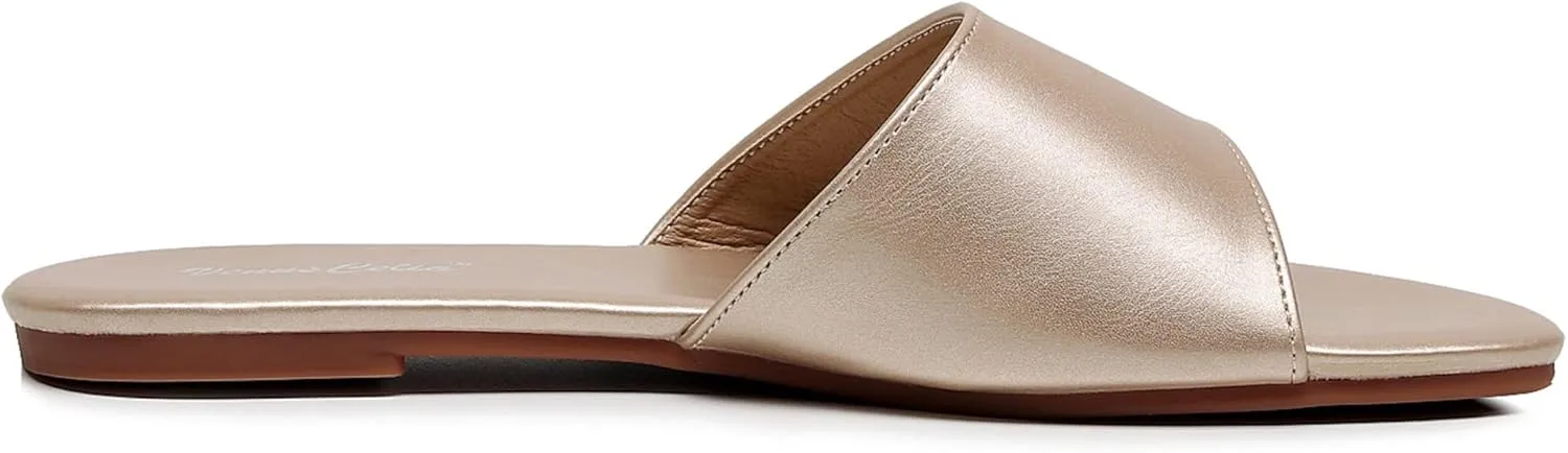 VenusCelia Women's Plain Wide Flat Sandal