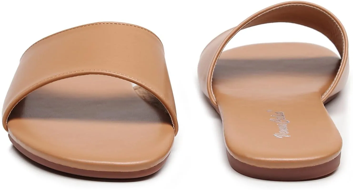 VenusCelia Women's Plain Wide Flat Sandal