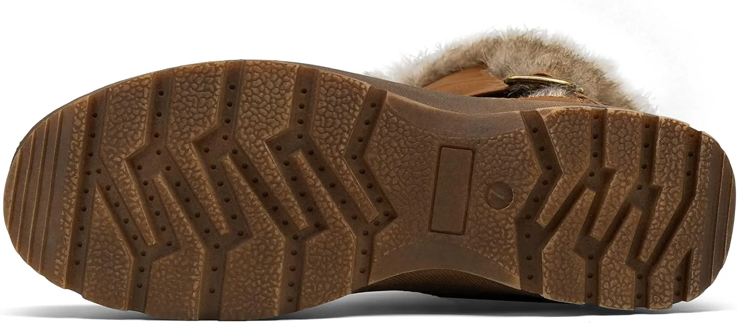 Vepose Women's Winter Snow Boots Fur Mid Calf Warm Suede Fuzzy Shoes