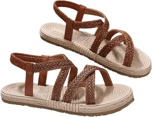 Verdusa Women's Casual Cross Woven Sandals Vacation Summer Beach Flat Sandals Shoes