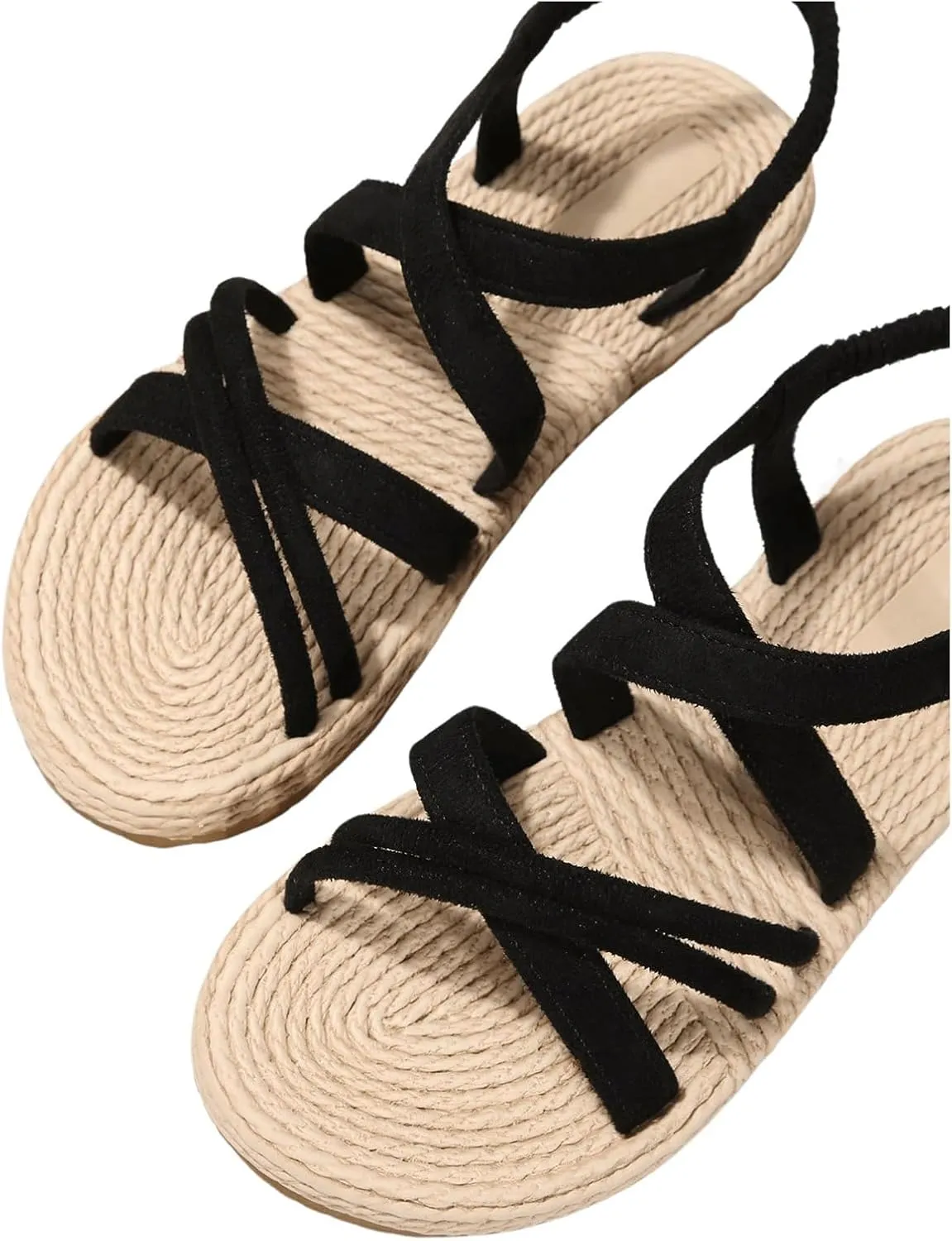 Verdusa Women's Casual Cross Woven Sandals Vacation Summer Beach Flat Sandals Shoes