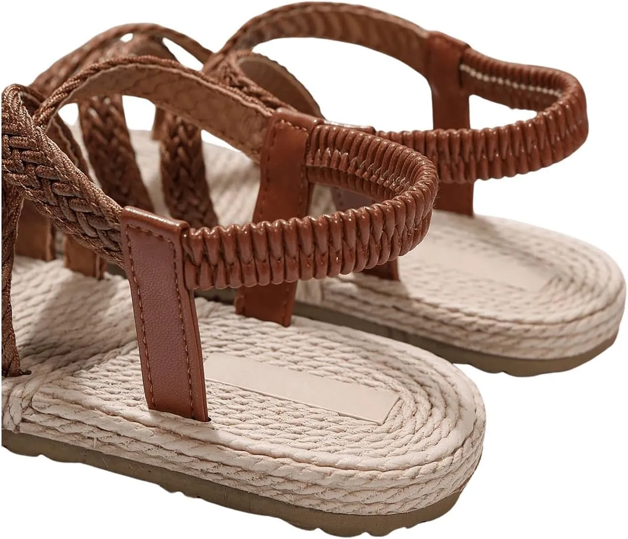 Verdusa Women's Casual Cross Woven Sandals Vacation Summer Beach Flat Sandals Shoes