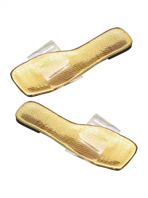 Verdusa Women's Clear Flat Sandals Open Toe Slide Sandals Summer Transparent Sandals