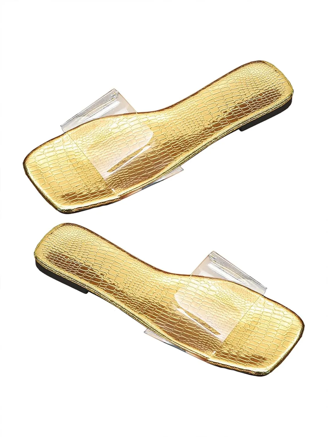 Verdusa Women's Clear Flat Sandals Open Toe Slide Sandals Summer Transparent Sandals