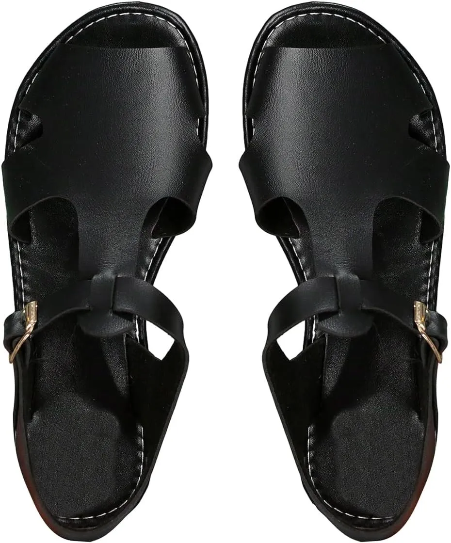 Verdusa Women's Cut Out Ankle Strap Sandals Summer Flat Sandals