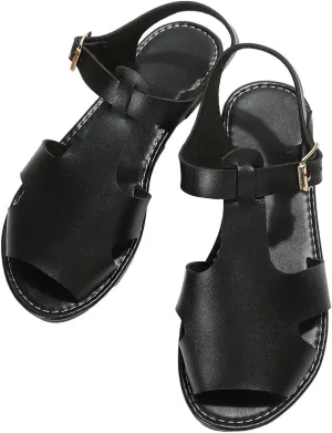 Verdusa Women's Cut Out Ankle Strap Sandals Summer Flat Sandals