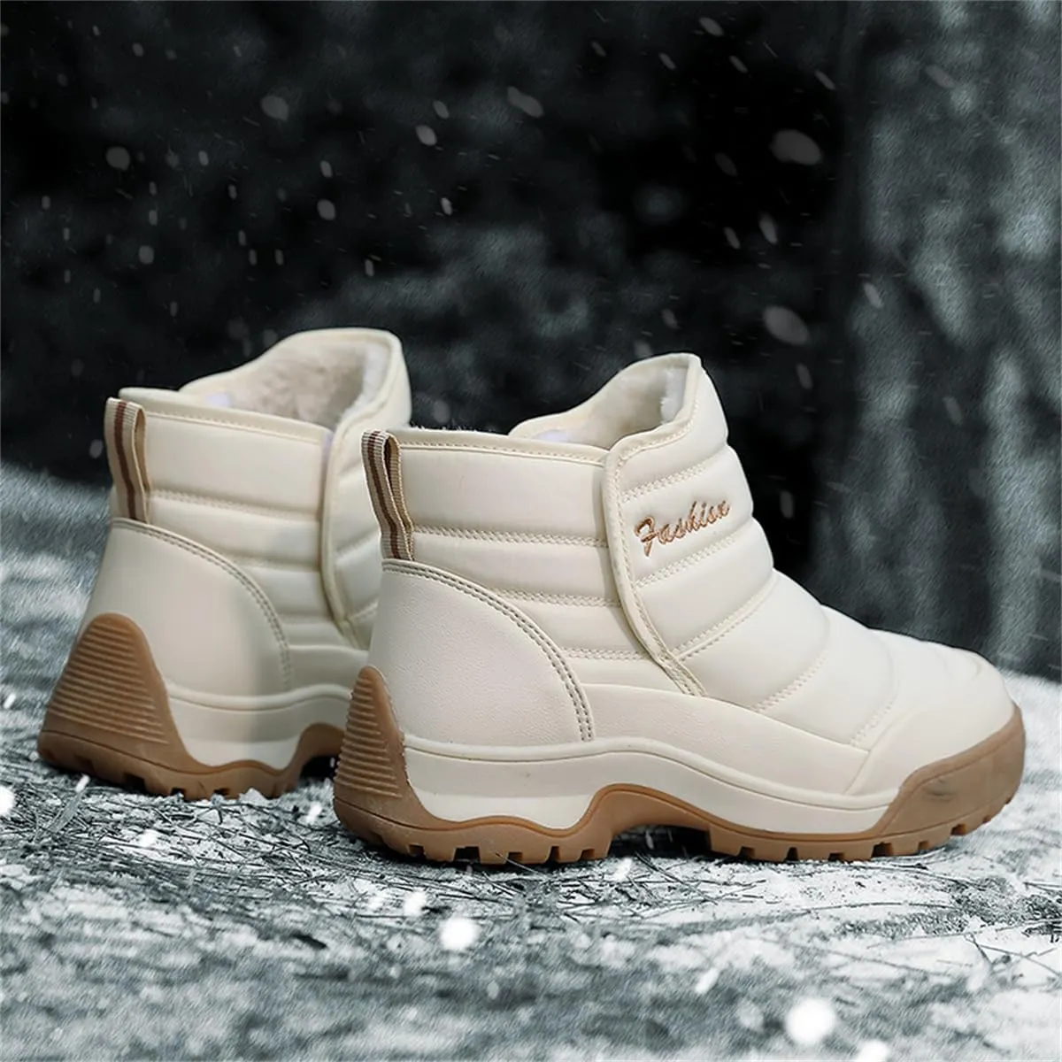 Veslexth Womens Winter Boots Cozy Anti-Slip Snow Waterproof Boots Slip on Comfort Stylish Ankle Booties for Cold Weather City Walk