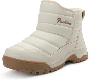 Veslexth Womens Winter Boots Cozy Anti-Slip Snow Waterproof Boots Slip on Comfort Stylish Ankle Booties for Cold Weather City Walk