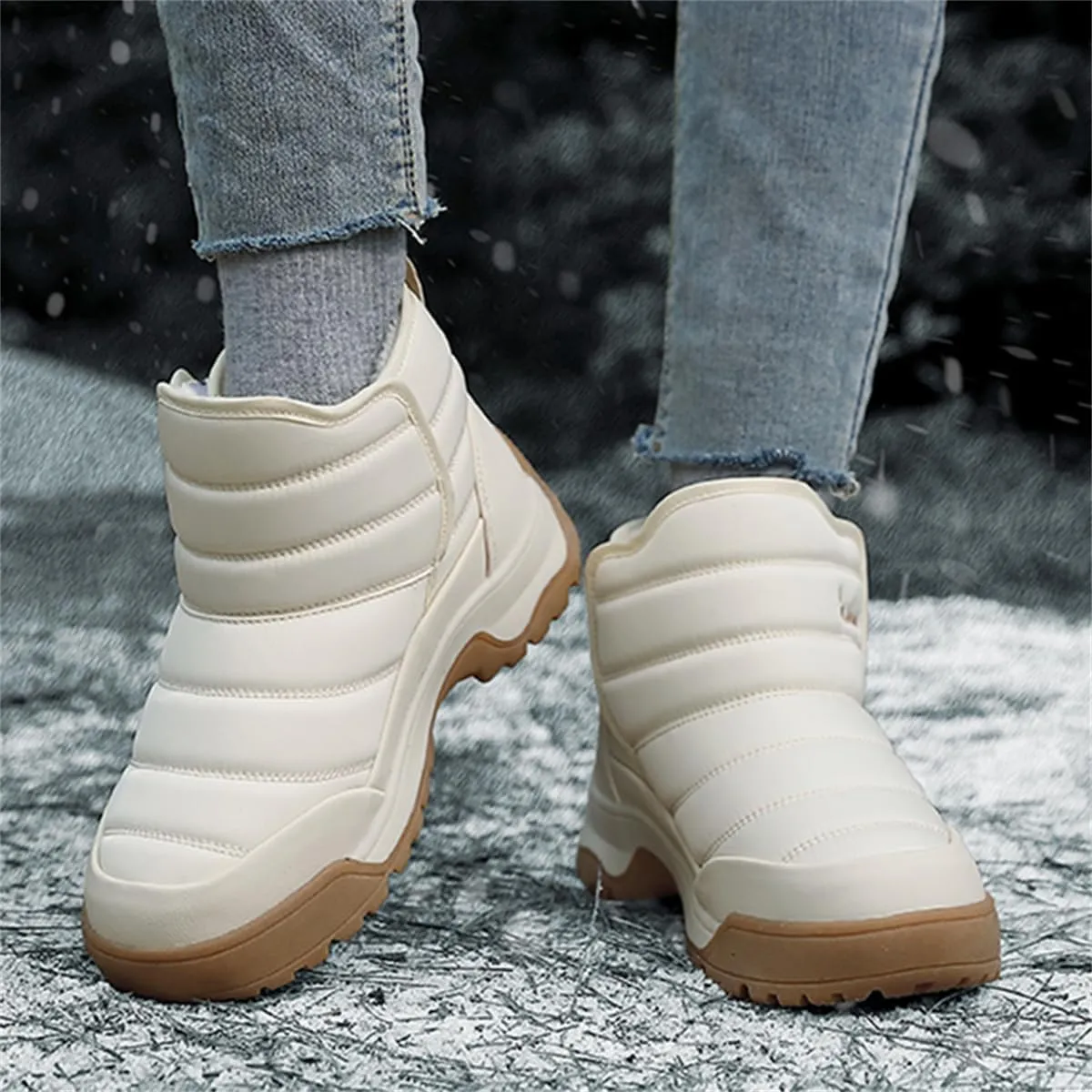 Veslexth Womens Winter Boots Cozy Anti-Slip Snow Waterproof Boots Slip on Comfort Stylish Ankle Booties for Cold Weather City Walk