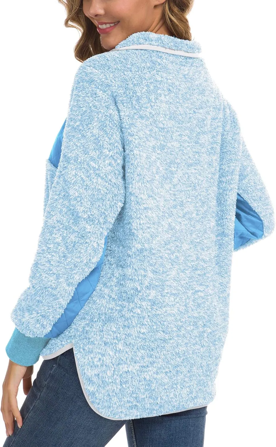 VIISHOW Women's Long Sleeves Quilt Coat Turtleneck Oblique Button Neck Fleece Pullover Coat Sweatshirts Outwear with Pocket