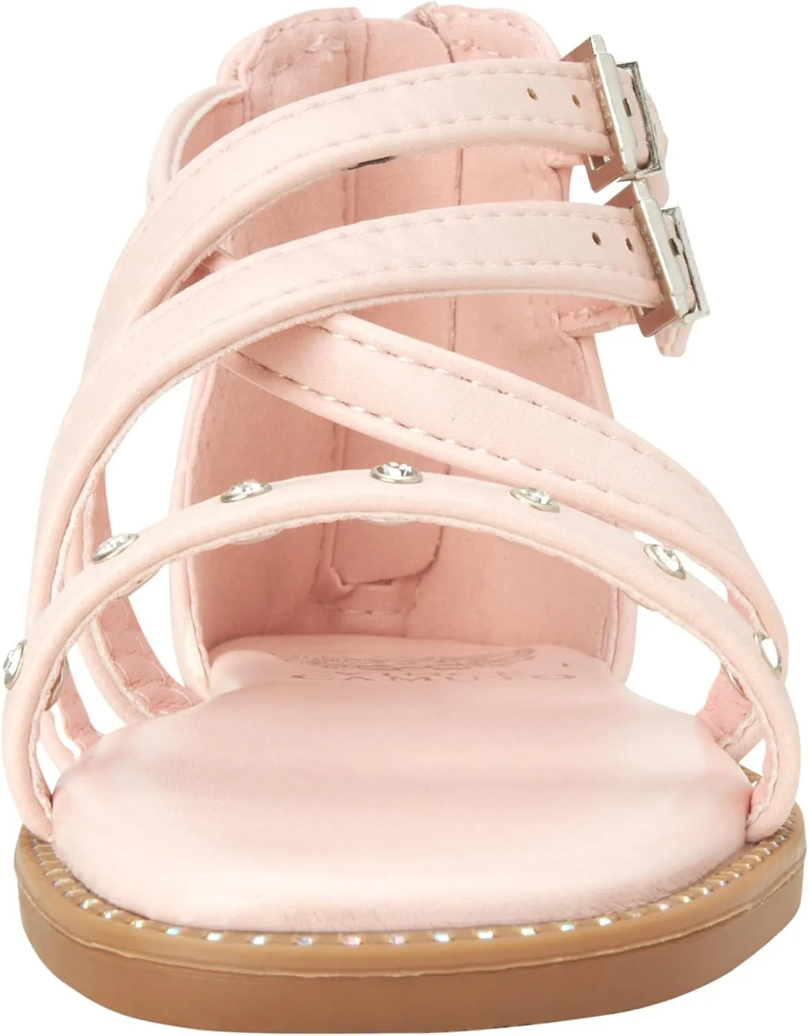 Vince Camuto Girls' Sandals - Open Toe Summer Shoes Flat Strappy Gladiator Sandals with Back Zipper and Adjustable Buckles