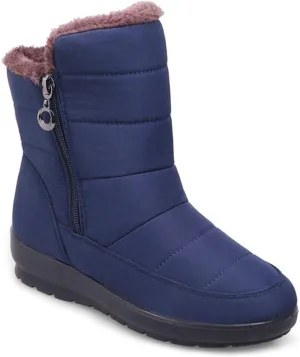VOKLIN Women's Waterproof Rain Snow Ankle Boots Winter Warm Fur Zipper Anti-slip Outdoor Snow Short Booties