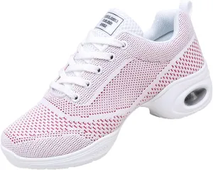 Walking Dance Shoes Women Ballroom Split Sole Jazz Sneakers Thick Sole Platform Walking Shoes Air Cushion Lace Up