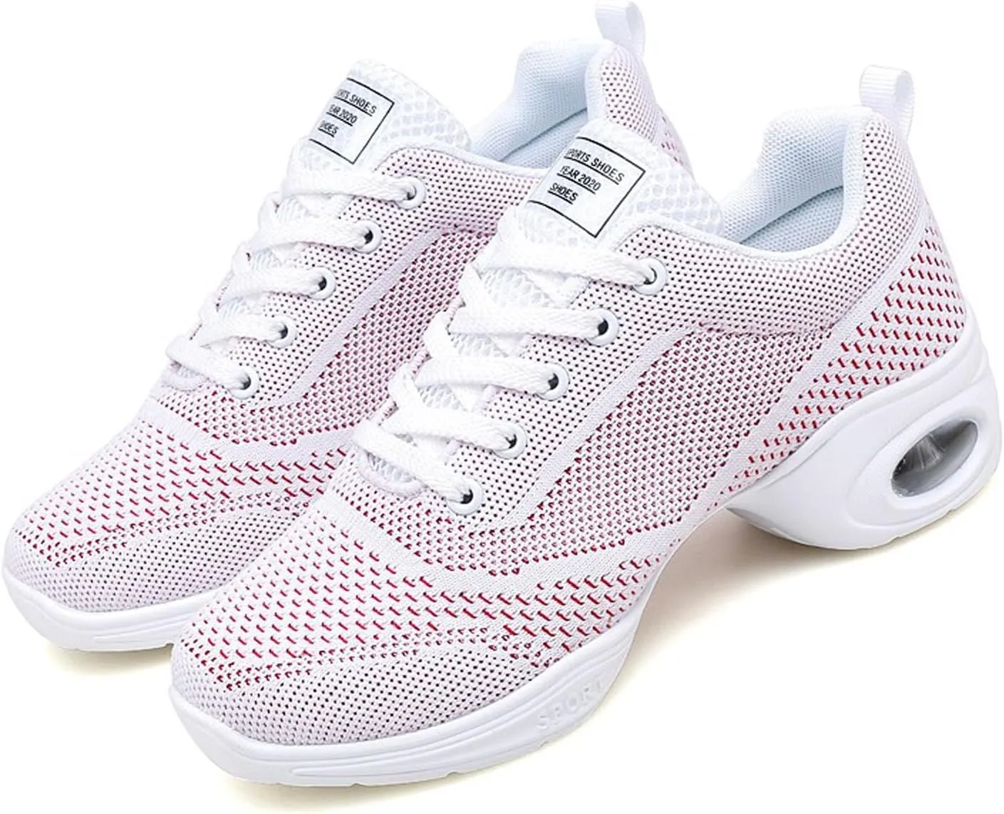 Walking Dance Shoes Women Ballroom Split Sole Jazz Sneakers Thick Sole Platform Walking Shoes Air Cushion Lace Up