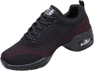 Walking Dance Shoes Women Ballroom Split Sole Jazz Sneakers Thick Sole Platform Walking Shoes Air Cushion Lace Up
