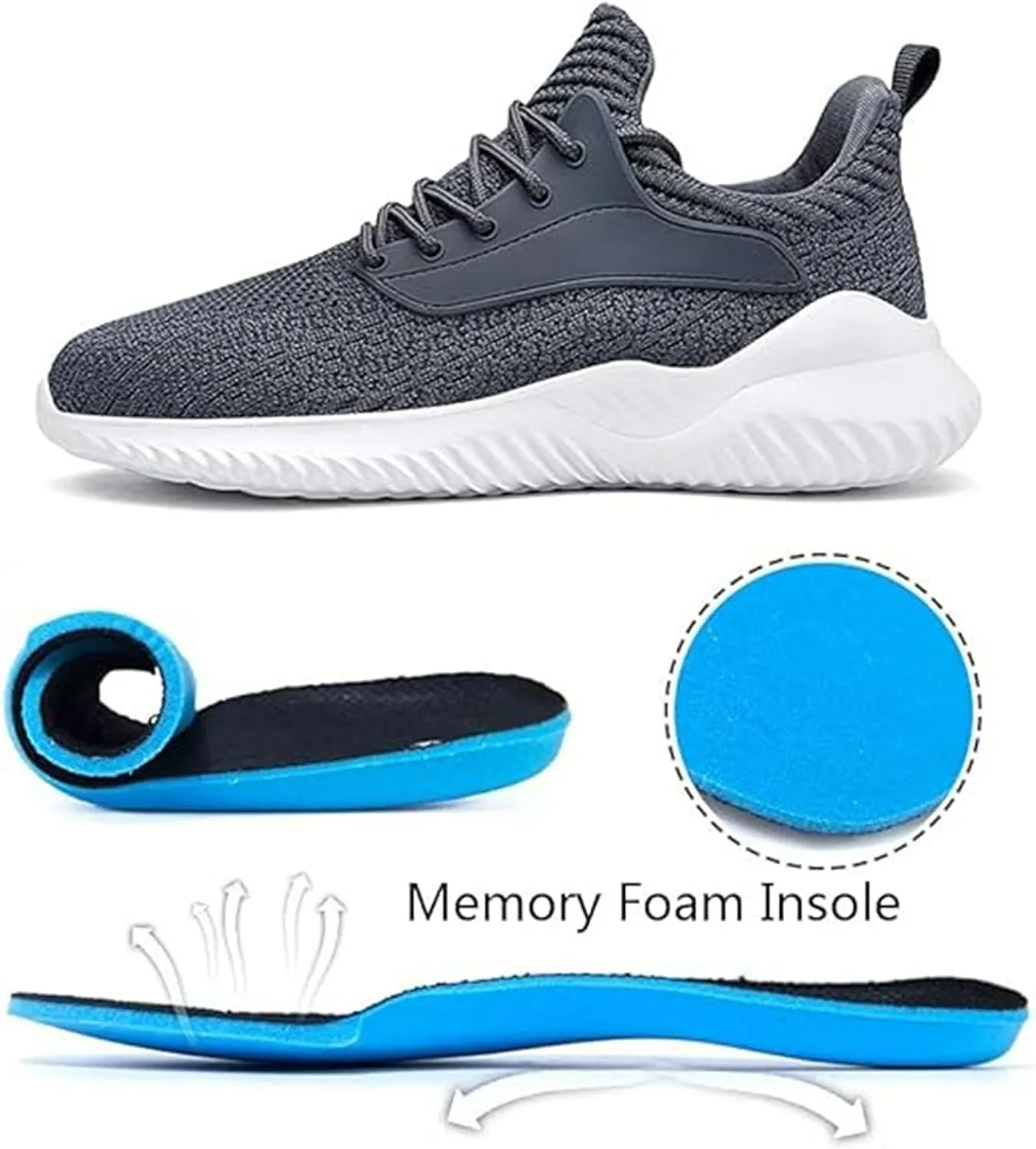 Walking Shoes for Men Sneakers - Slip on Memory Foam Running Tennis Shoes for Athletic Workout Gym Jogging Indoor Outdoor Lightweight Breathable Casual Sneakers