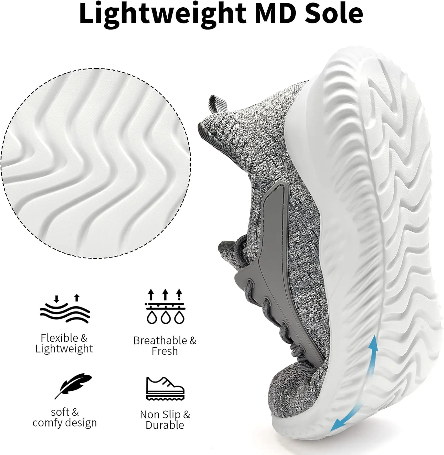 Walking Shoes for Men Sneakers - Slip on Memory Foam Running Tennis Shoes for Athletic Workout Gym Jogging Indoor Outdoor Lightweight Breathable Casual Sneakers