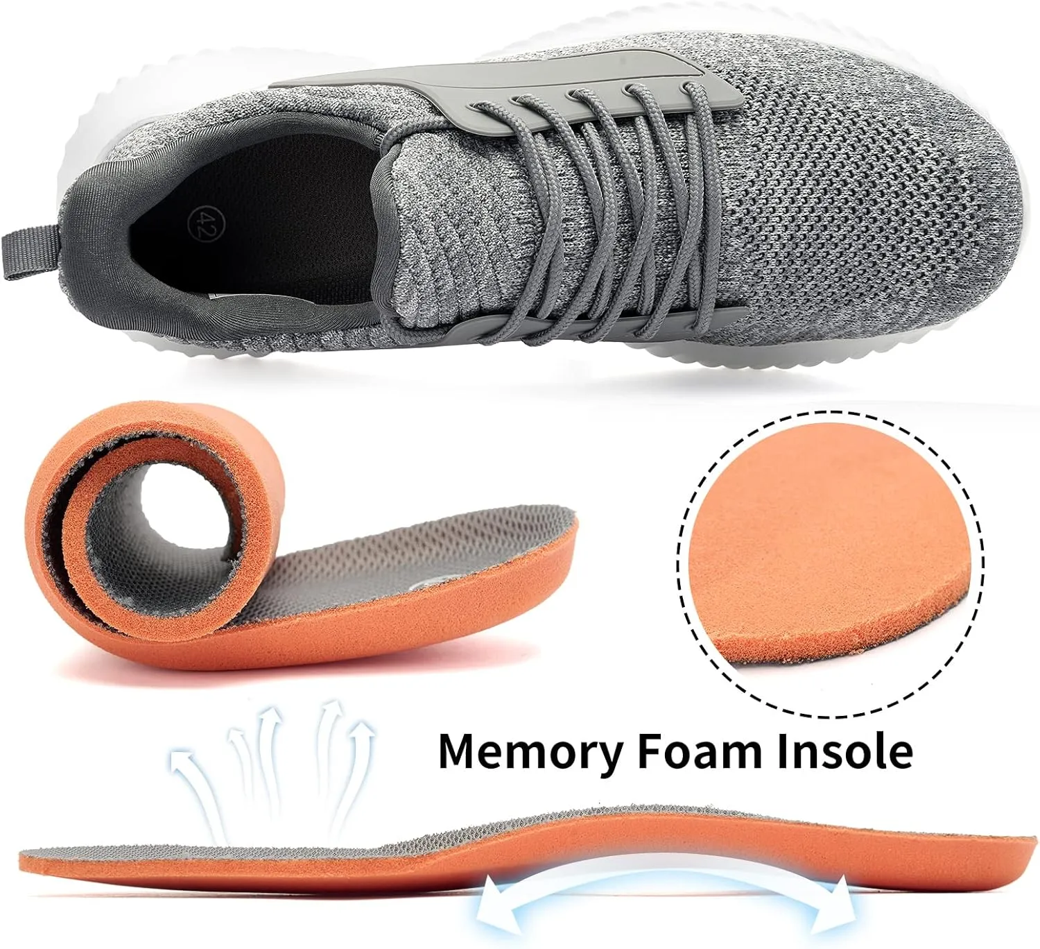 Walking Shoes for Men Sneakers - Slip on Memory Foam Running Tennis Shoes for Athletic Workout Gym Jogging Indoor Outdoor Lightweight Breathable Casual Sneakers