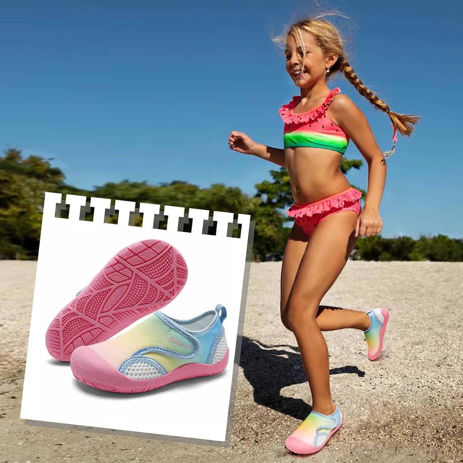 WateLves Wide Toddler Water Shoes Kids Quick Dry Barefoot Shoes Girls Boys Aqua Athletic Sneakers for Beach Hiking Swim Kayak Sport Accessories, Camping Essentials