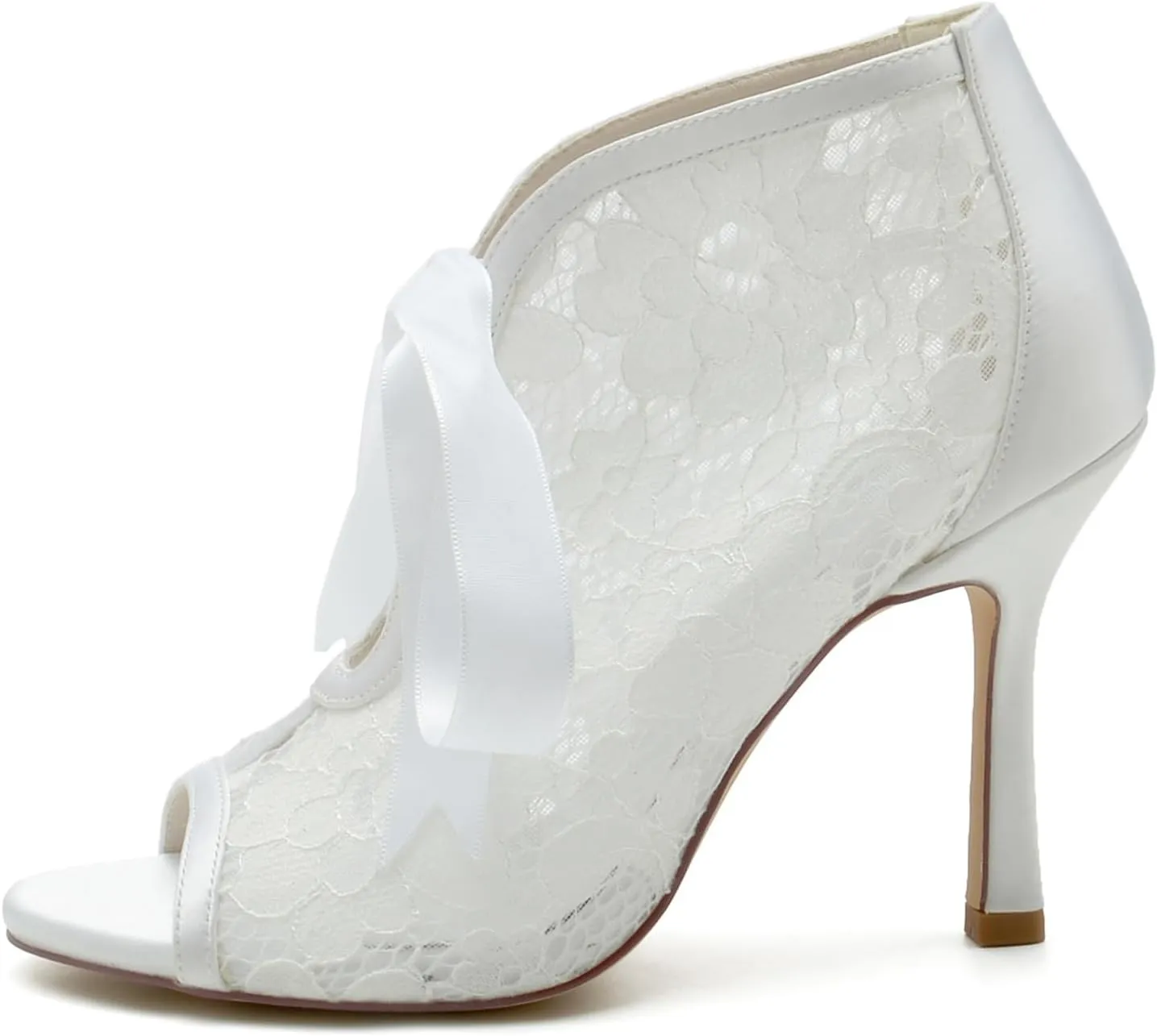 Wedding Bridal Shoes Women's Strappy High Heel Sandal Lace Fish Mouth Prom Party Dress Pumps for/Engagement/Evening/Prom 9.5Cm