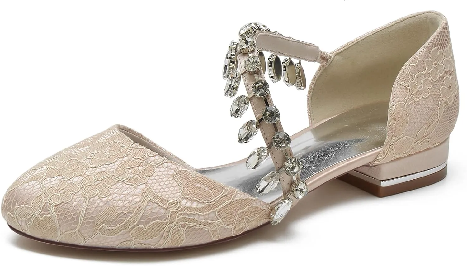 Wedding Shoes Bride Flat Bride Shoes Women's Round Toe Bridal Flats 2.5Cm