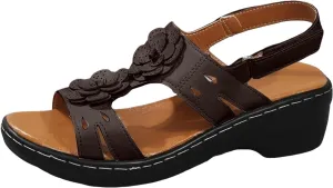 Wedge Sandals for Women Dressy Closed Toe Comfortable Summer Platform Casual Dress with Low Wedges Sandal Flat Comfy Walking Non-Slip Flower Hook and Loop Going Out Slippers