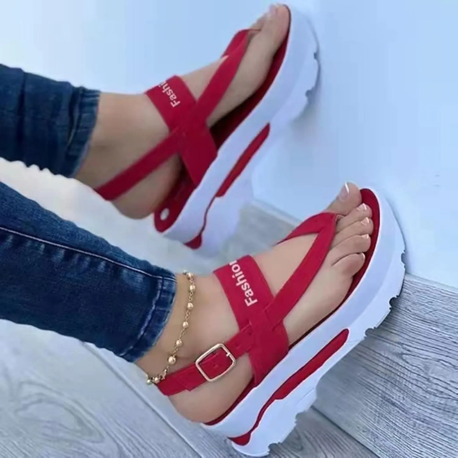 Wedge Sandals for Women Fashion Flip Flops Ankle Strap Sports Sandals Casual Open Toe Summer Platform Shoes Sandal Comfortable Thong Walking Shoes,Black,US5/EU36