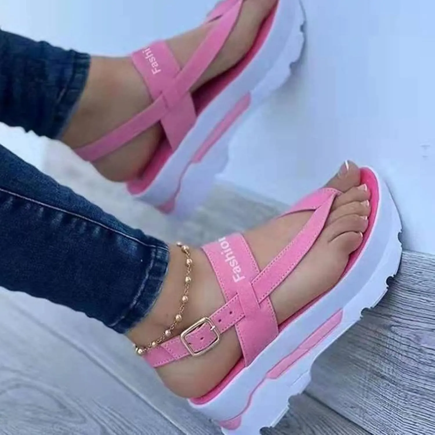 Wedge Sandals for Women Fashion Flip Flops Ankle Strap Sports Sandals Casual Open Toe Summer Platform Shoes Sandal Comfortable Thong Walking Shoes,Black,US5/EU36