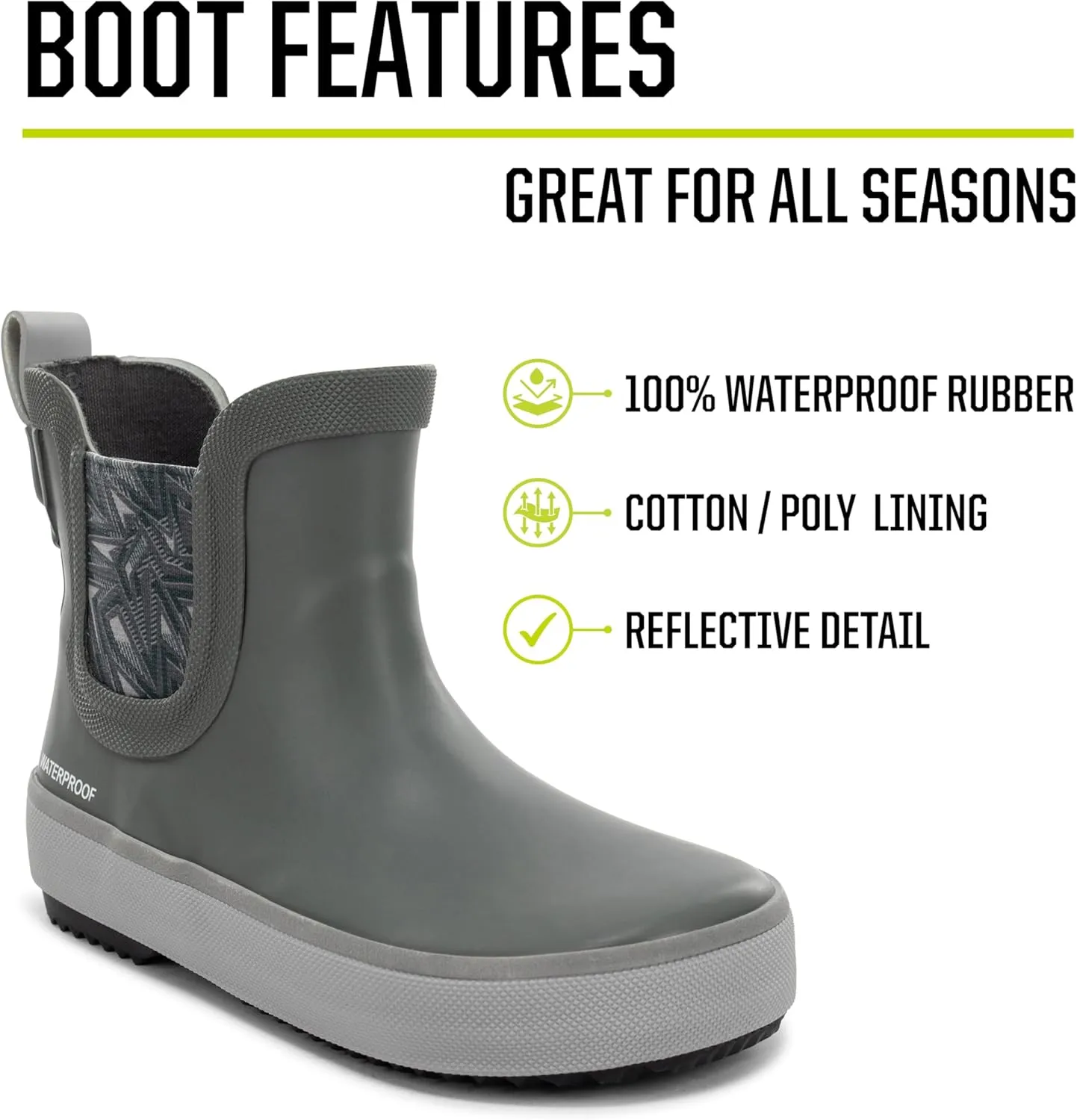 Western Chief Kids Element Chelsea Kid Friendly, Lightweight, Waterproof Rain Boot with Cozy Lining - Perfect Outdoor Boots for Boys and Girls