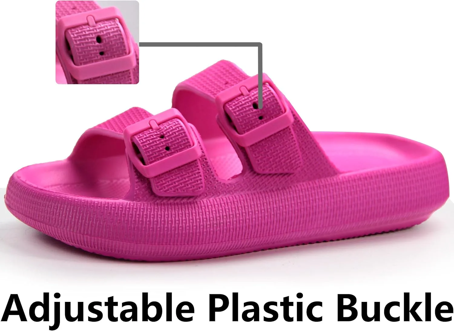 Weweya Sandals for Women and Men - Pillow Slippers - Double Buckle Adjustable Slides - EVA Flat Sandals