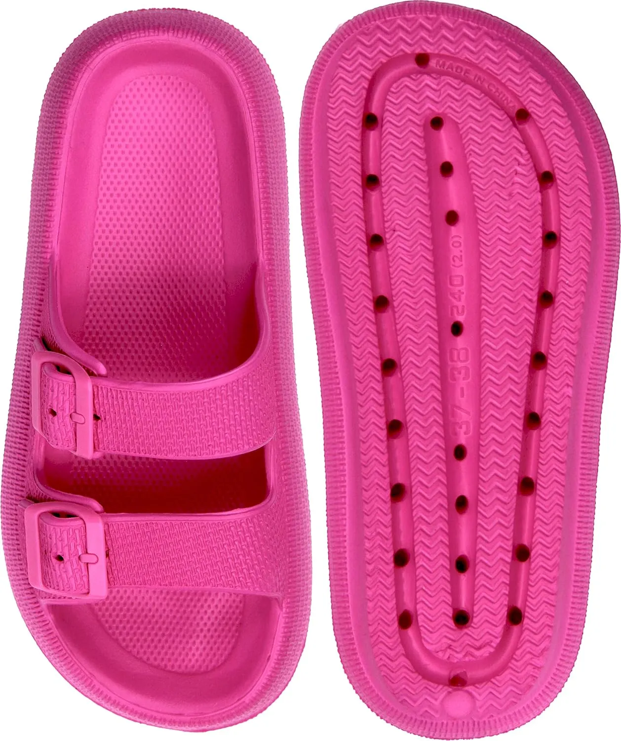 Weweya Sandals for Women and Men - Pillow Slippers - Double Buckle Adjustable Slides - EVA Flat Sandals