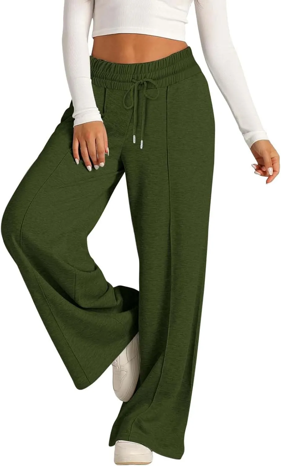 Wide Leg Sweatpants Women High Waisted Drawstring Yoga Casual Lounge Sweat Pants with Pockets