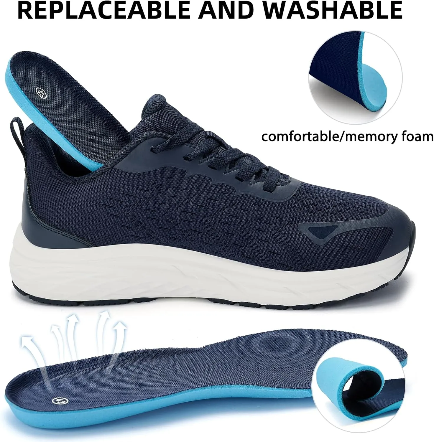 Wide Toe Box Shoes for Men - Wide Width Walking Shoes Comfortable Athletic Running Tennis Jogging Workout Gym Sneakers for Swelling Bunion Plantar Fasciitis Feet Non-Slip Rubber Sole
