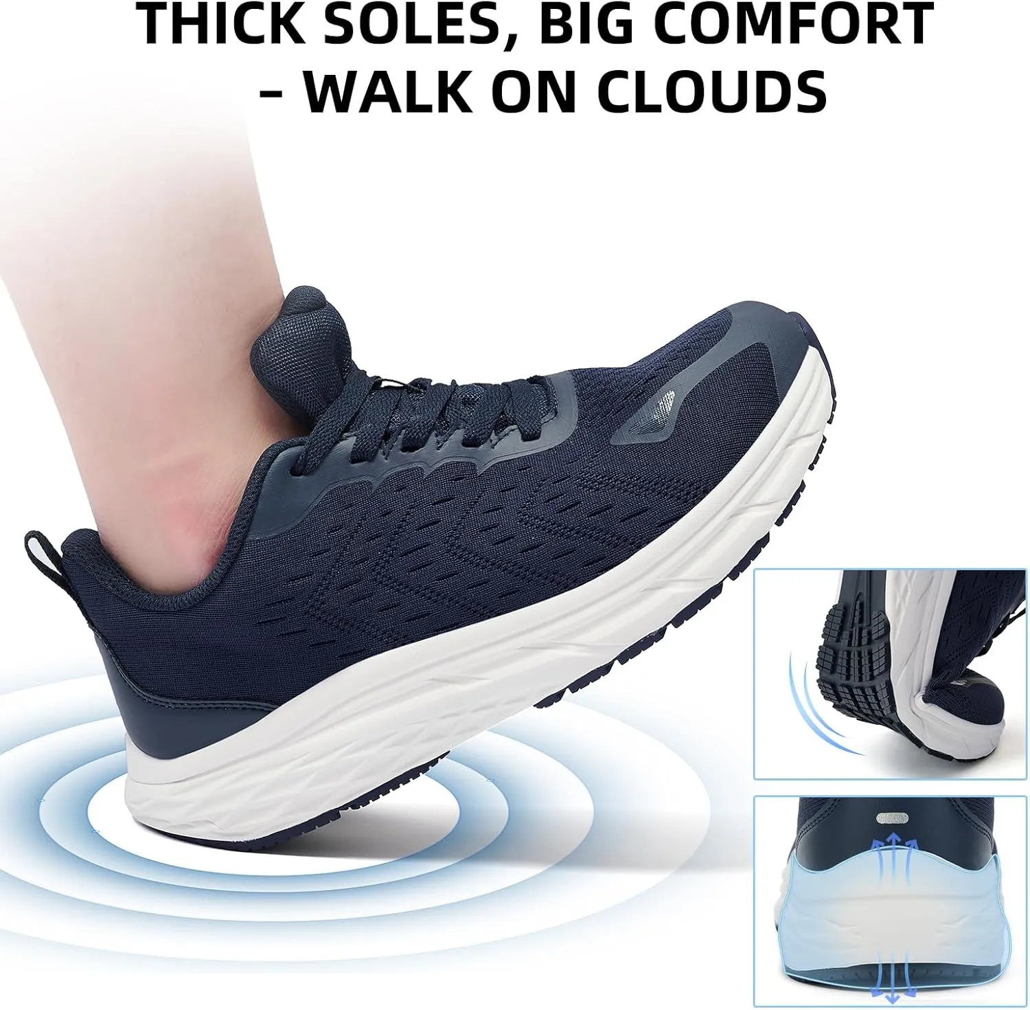 Wide Toe Box Shoes for Men - Wide Width Walking Shoes Comfortable Athletic Running Tennis Jogging Workout Gym Sneakers for Swelling Bunion Plantar Fasciitis Feet Non-Slip Rubber Sole