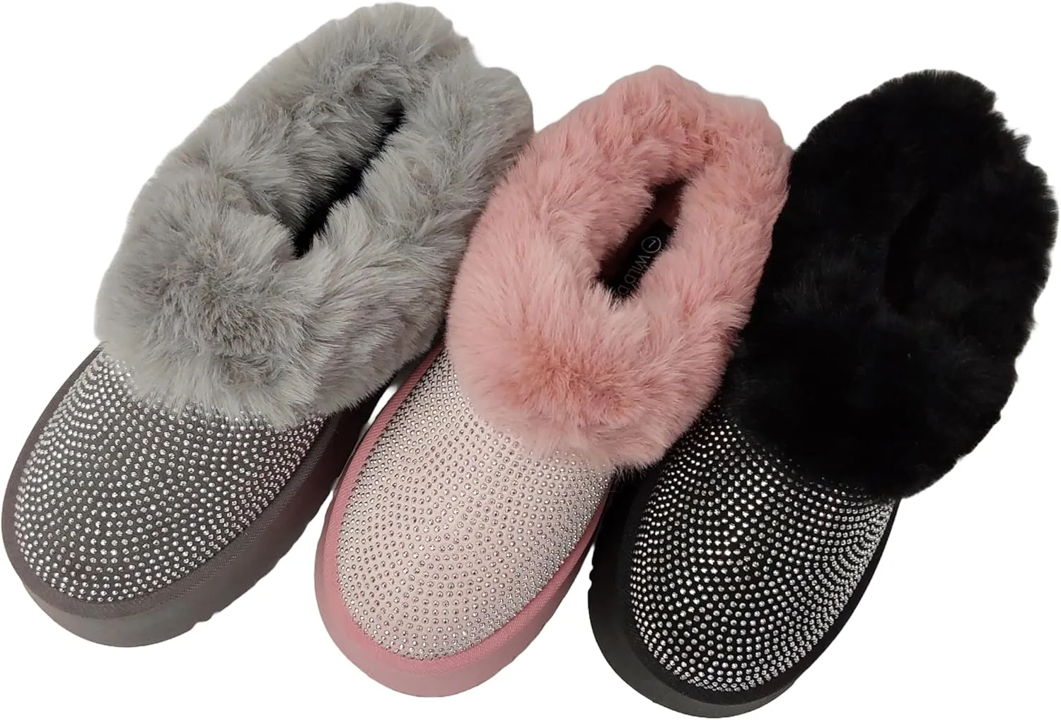 Wild Diva Women's Oaklee-04A Embellished Faux Fur Platform Booties