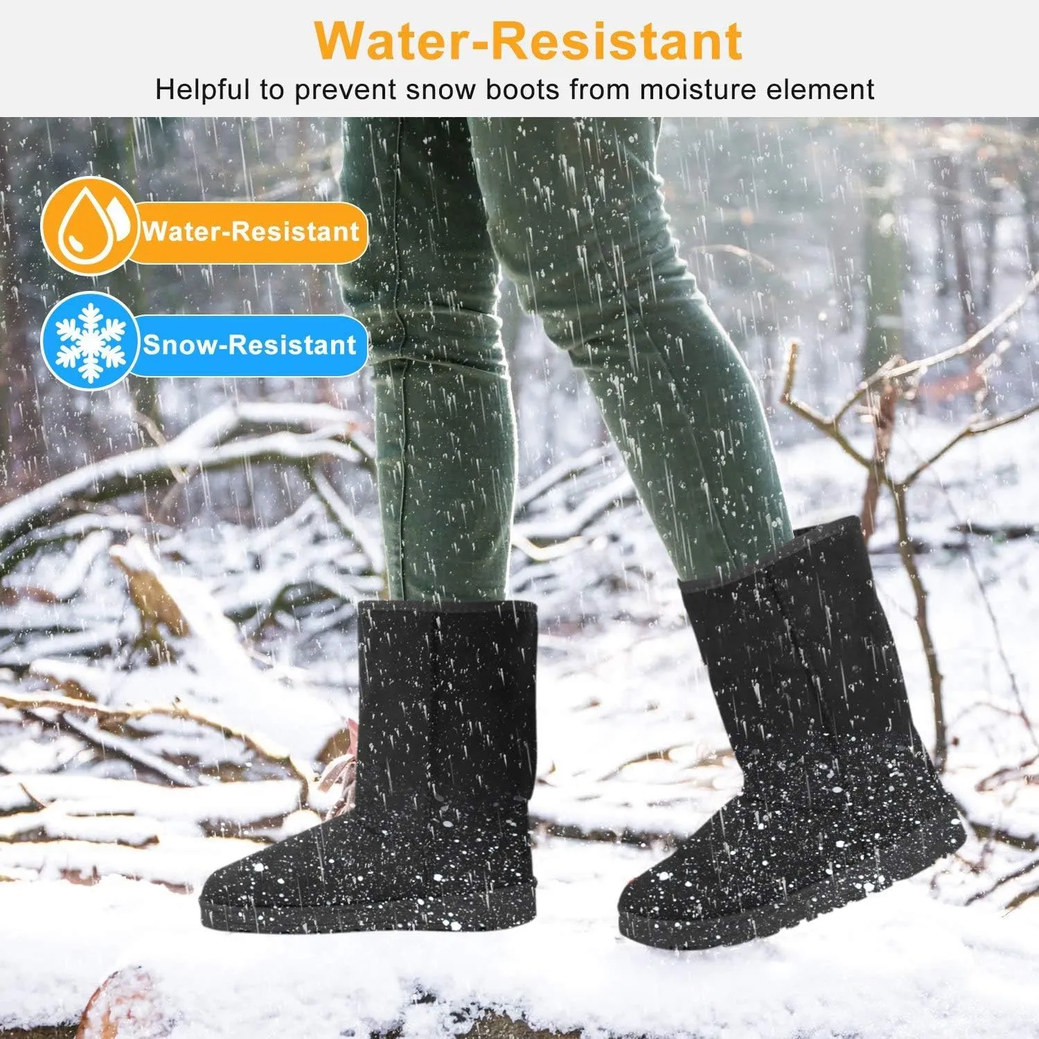 Winter Boots for Women Classic Waterproof Snow Boots Warm Mid-Calf Fur Boot