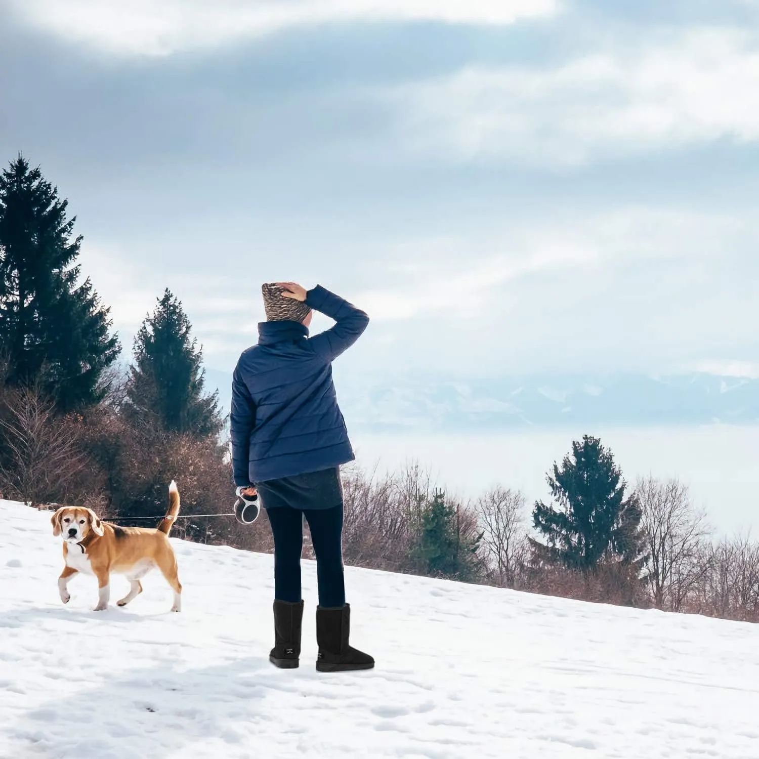 Winter Boots for Women Classic Waterproof Snow Boots Warm Mid-Calf Fur Boot