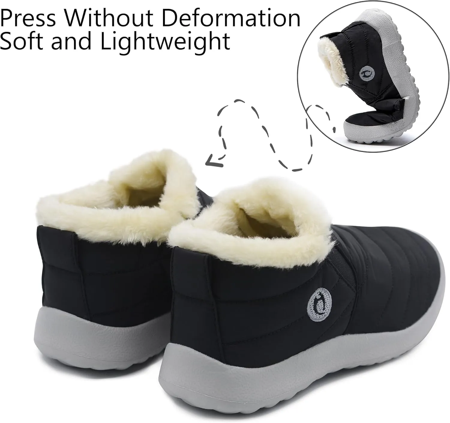 Winter Boots for Women Lightweight Comfortable Plush Waterproof Stylish Solid Color Ladies Ankle Shoes