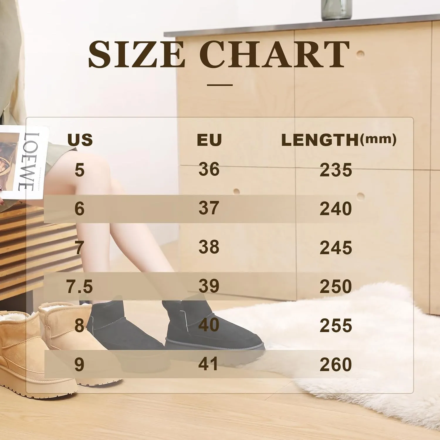 Winter Boots for Women, Lightweight Platform Boots Fashion Ankle Boots for Women,Classic Suede Fur Leather Snow Boots with Comfort Insole Waterproof Stylish Fall Boots