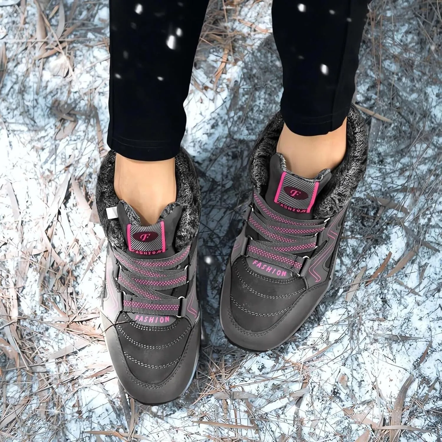 Winter Boots for Women Waterproof Non Slip, Warm Fur Lined Booties, Thick Snow Boots, Outdoor Walking Shoes