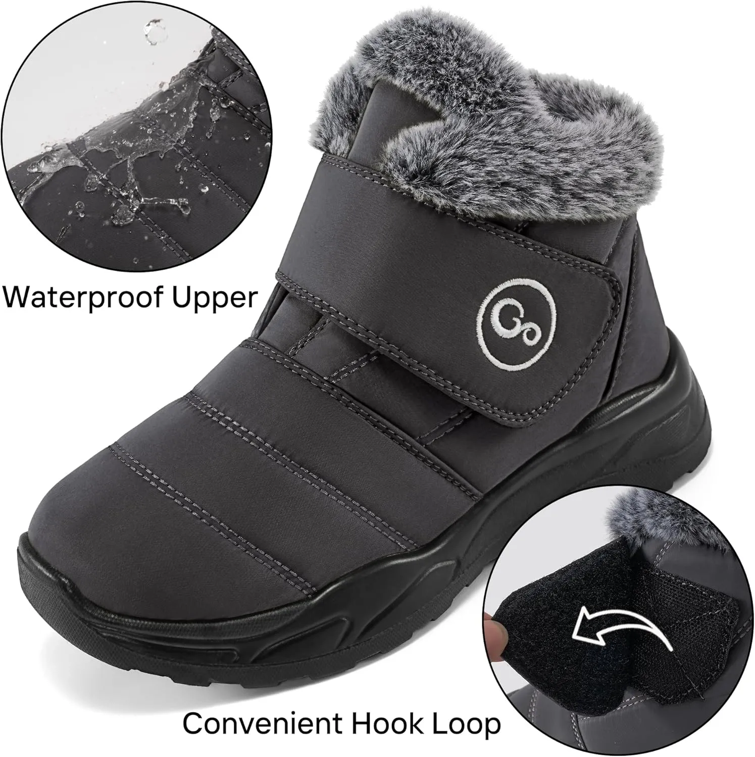 Winter Snow Boots for Women Waterproof: Fur Lined Warm Womens Boots Anti Slip Hook Loop Comfortable Booties Outdoor