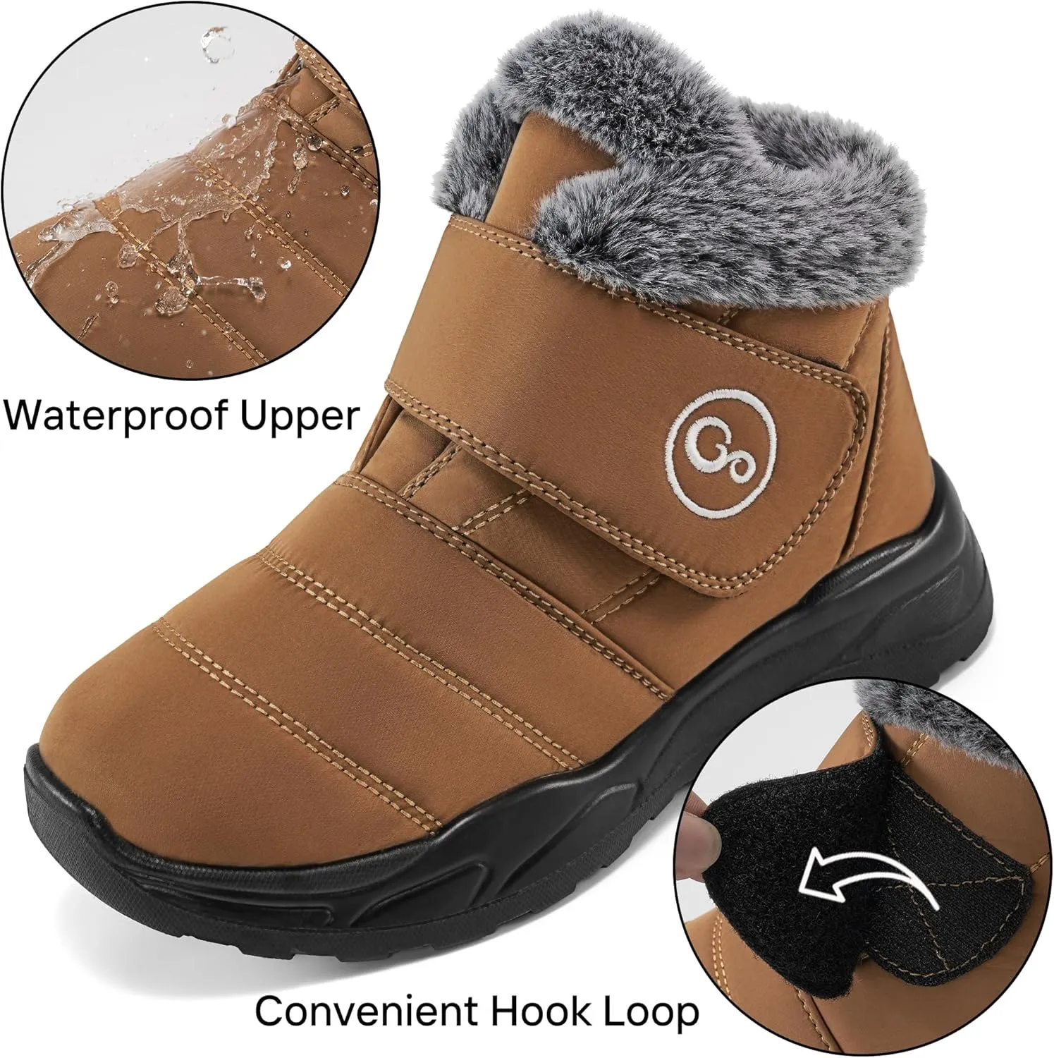 Winter Snow Boots for Women Waterproof: Fur Lined Warm Womens Boots Anti Slip Hook Loop Comfortable Booties Outdoor