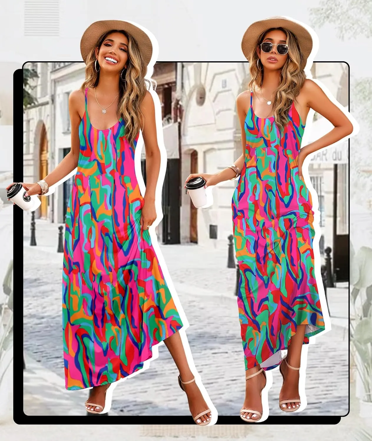 Wolddress Womens 2025 Casual Sleeveless Sundress Plus Size Loose Plain Long Summer Beach Maxi Dress with Pockets S-5X