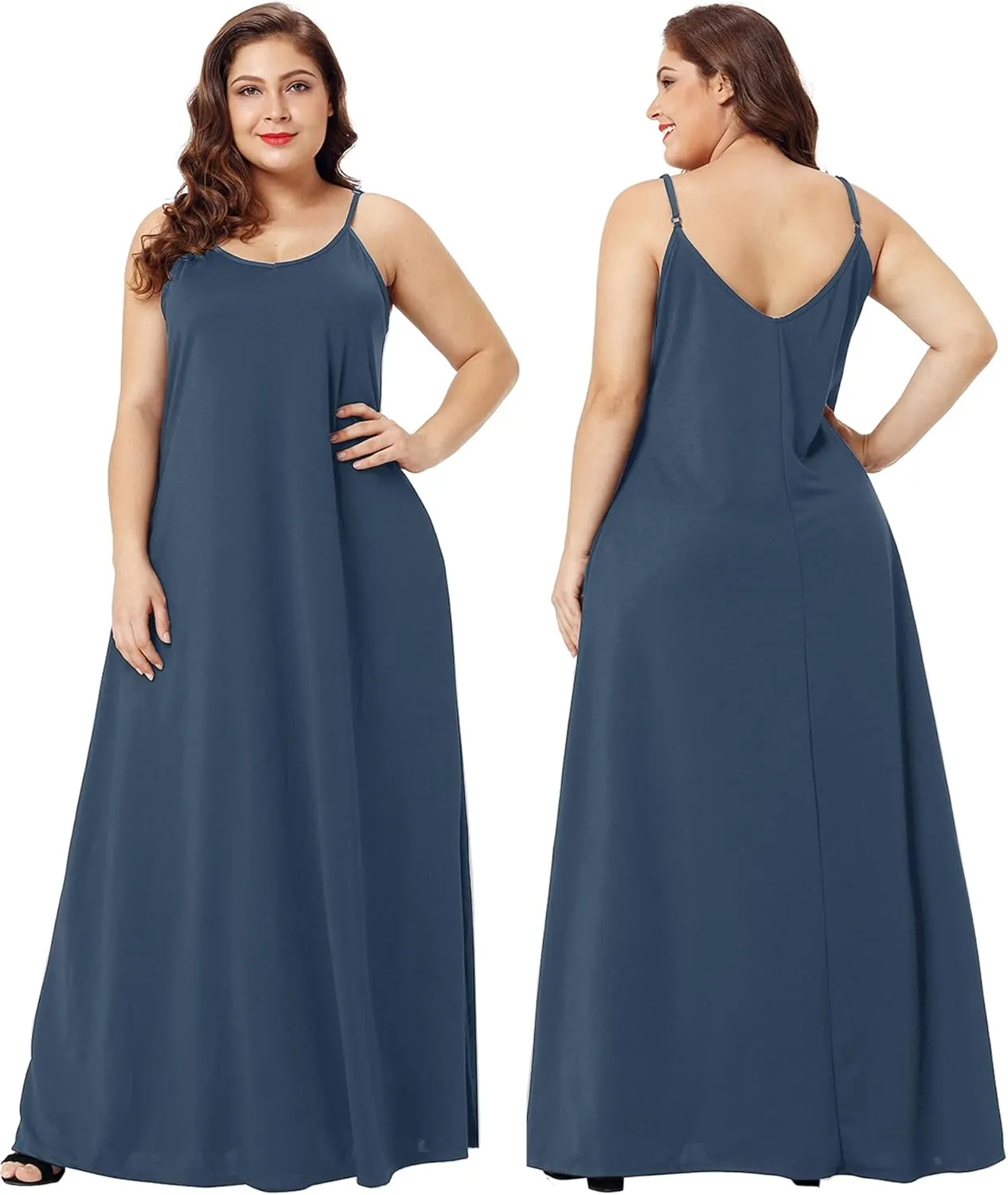 Wolddress Womens 2025 Casual Sleeveless Sundress Plus Size Loose Plain Long Summer Beach Maxi Dress with Pockets S-5X