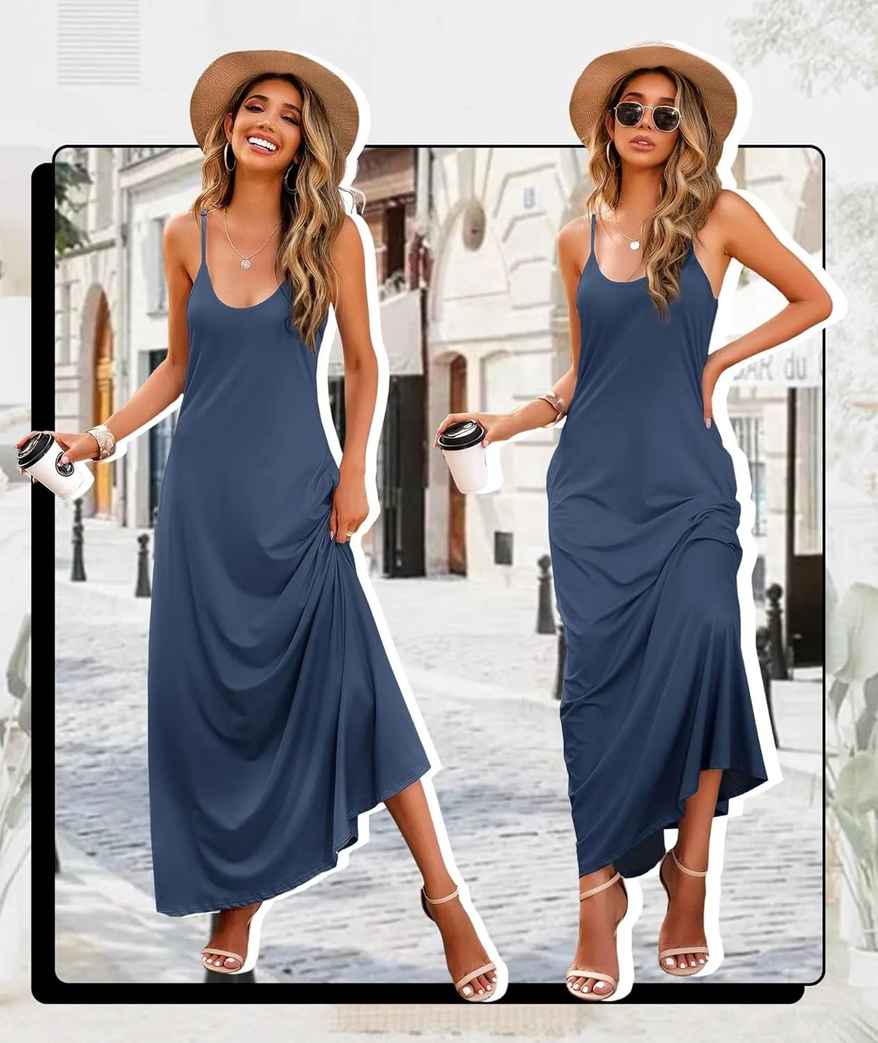 Wolddress Womens 2025 Casual Sleeveless Sundress Plus Size Loose Plain Long Summer Beach Maxi Dress with Pockets S-5X