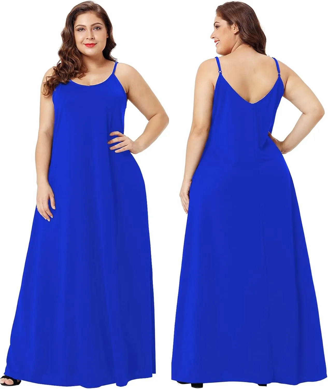 Wolddress Womens 2025 Casual Sleeveless Sundress Plus Size Loose Plain Long Summer Beach Maxi Dress with Pockets S-5X