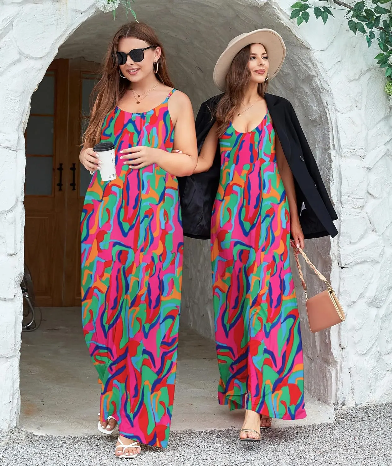 Wolddress Womens 2025 Casual Sleeveless Sundress Plus Size Loose Plain Long Summer Beach Maxi Dress with Pockets S-5X