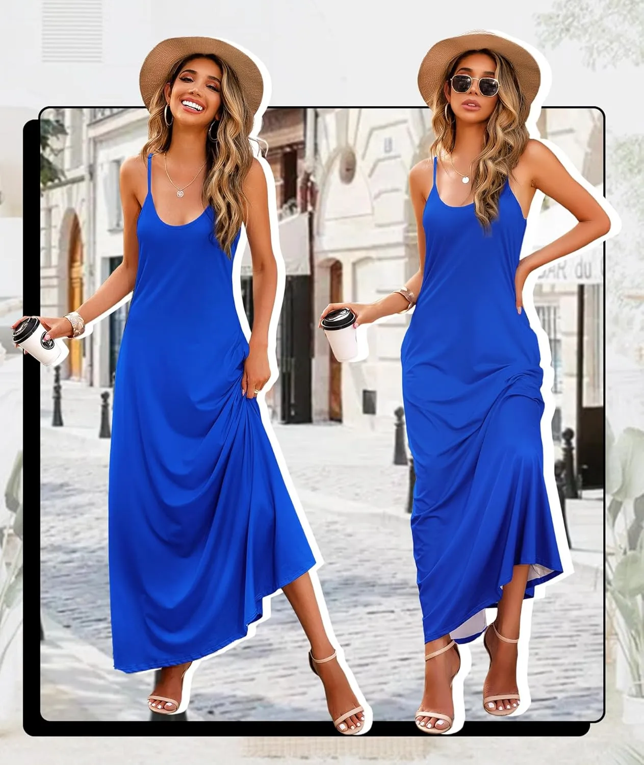 Wolddress Womens 2025 Casual Sleeveless Sundress Plus Size Loose Plain Long Summer Beach Maxi Dress with Pockets S-5X